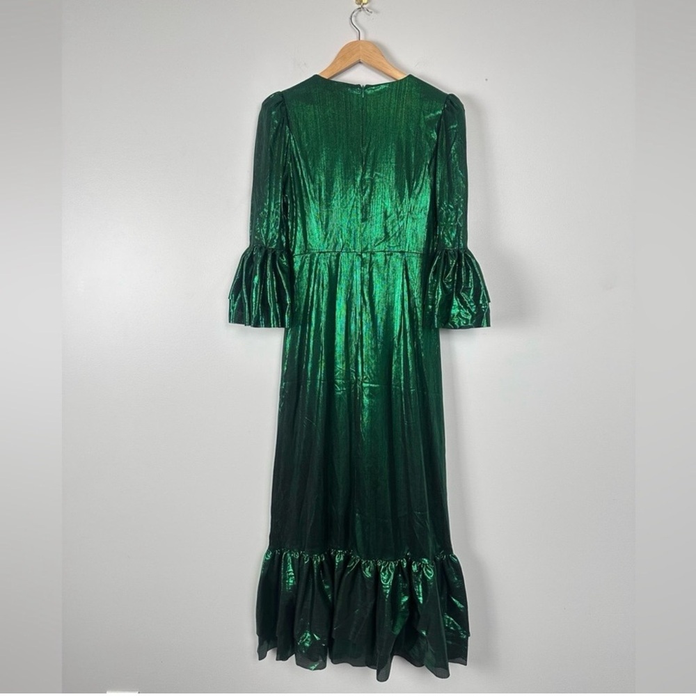 Pomander Place Emerald Crinkle Lurex Lilith Midi Dress XS NWT Holiday Party - Picture 9 of 11